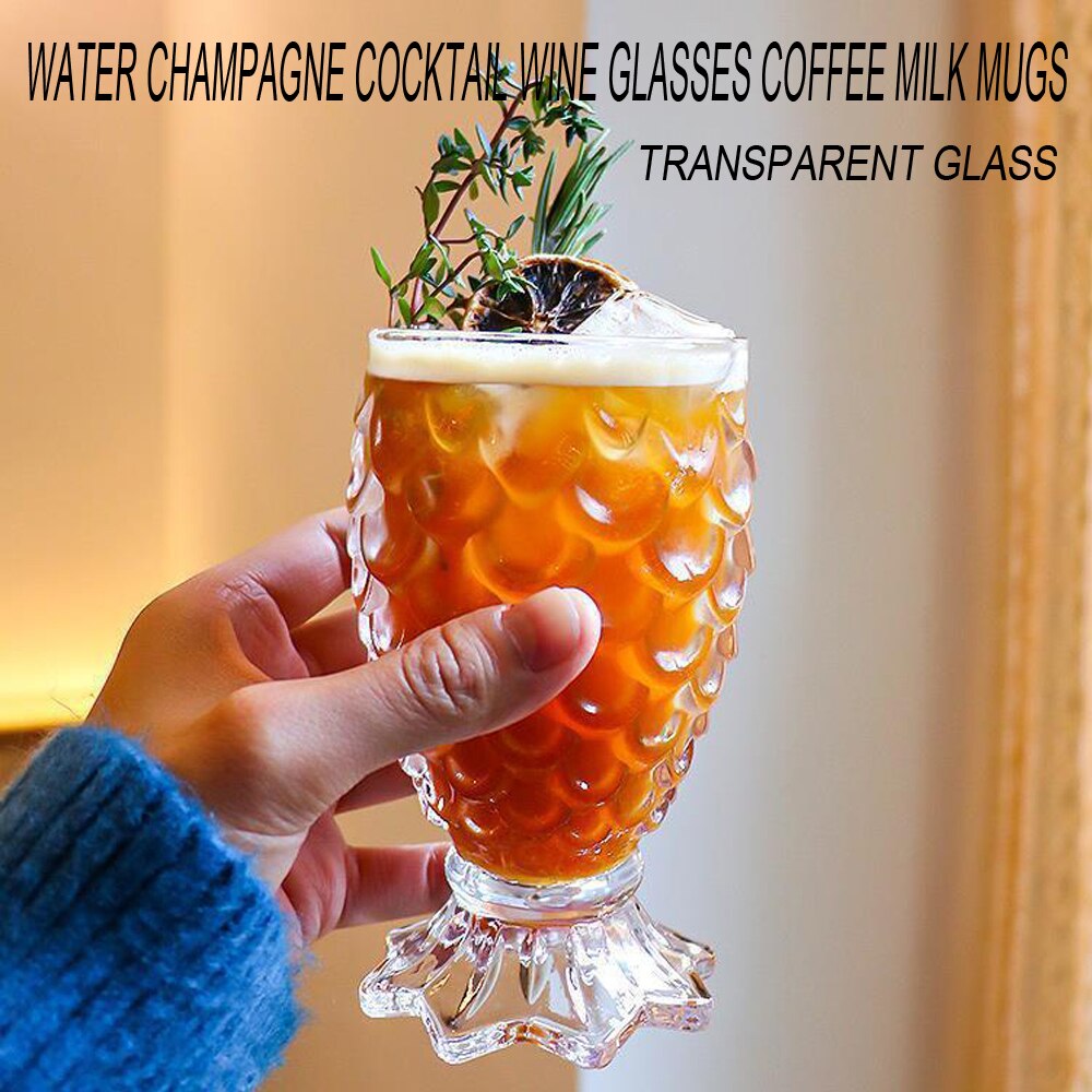 6 Stks/partij Crystal Bier Glas Helder Ananas Vormige Whiskey Glazen Bruiloft Drinken Glas Drinkware Tumbler Set Voor Water Wijn