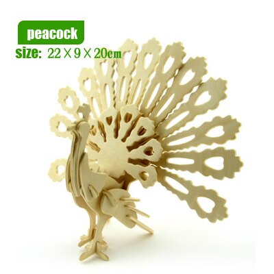 Holz spielzeug dinosaurier tiere dreidimensionale modell montiert holz puzzle spielzeug 3D DIY für baby kinder pädagogisches puzzles: Peacock