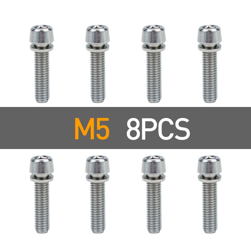 4/8/16Pcs Fiets Stuurpen Schroef M5 * 20 / M6 * 20 Fiets Stuur Schroef aluminium Bout Fixed Gear Mtb Fiets Accessoires: 8pcs m5