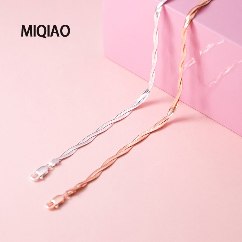 MIQIAO Double-layer Snake Chain Anklet For Women 925 Sterling Silver Foot Jewelry Rose Gold Color Ornament Platform