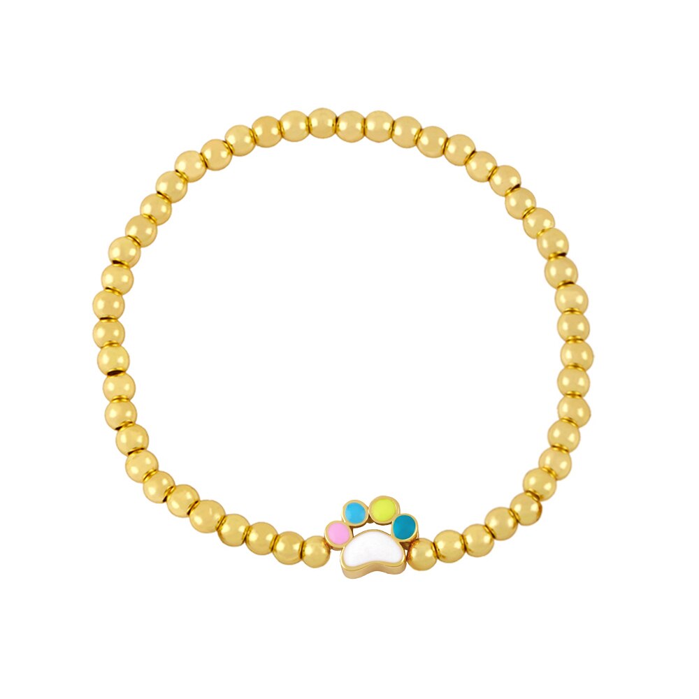Flola kralenketting berenklauw bedeltje armband koper emaille schattige kleine berenarmbandjes voor dames sieraden brtf 02: Veelkleurig