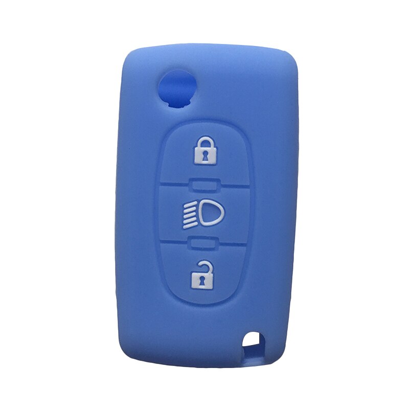 Remote Control Key Cover for Citroen C8 C4 Cactus Picasso Grand C3 C5 C6 Silica Gel Case for Keys for peugeot Car Accessories: light blue