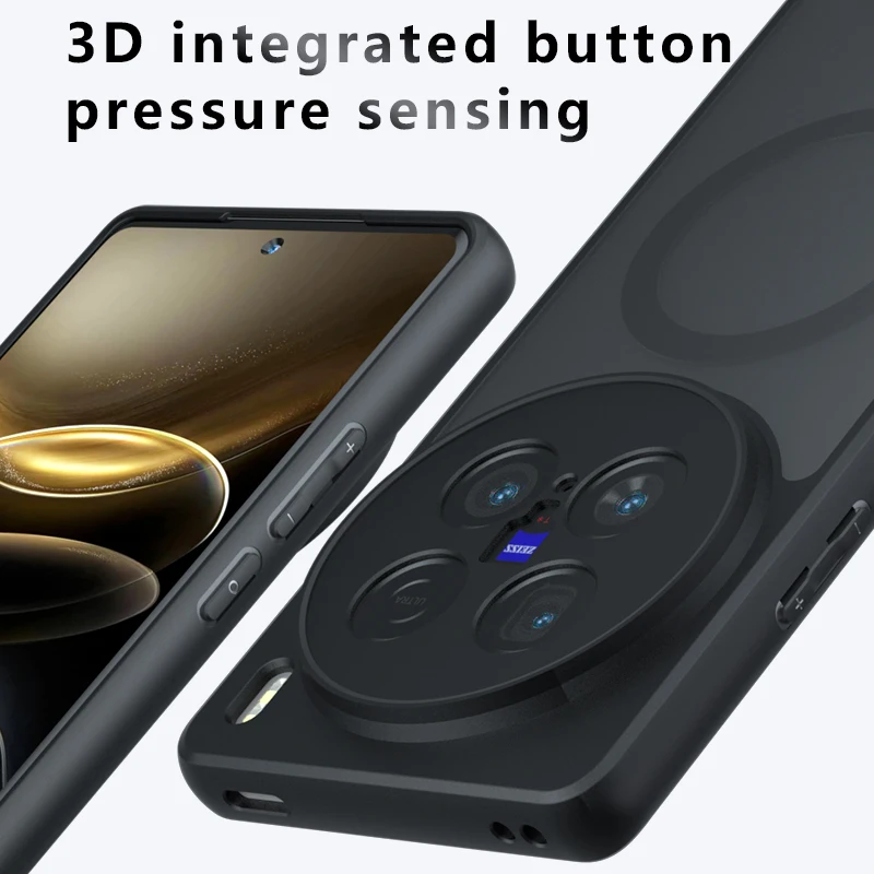 Funda Voor Vivo X100,X100s X100 Pro,X100 Ultra Case Schokbestendig Magnetische Matte PC + TPU Anti-vingerafdruk Transparante Cover