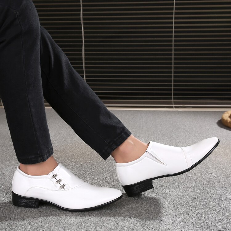 VIVODSICCO, zapatos de vestir de hombre de cuero PU blanco , zapatos de oficina para hombre, Oxford antideslizantes, zapatos de para boda, zapatos planos Casuales