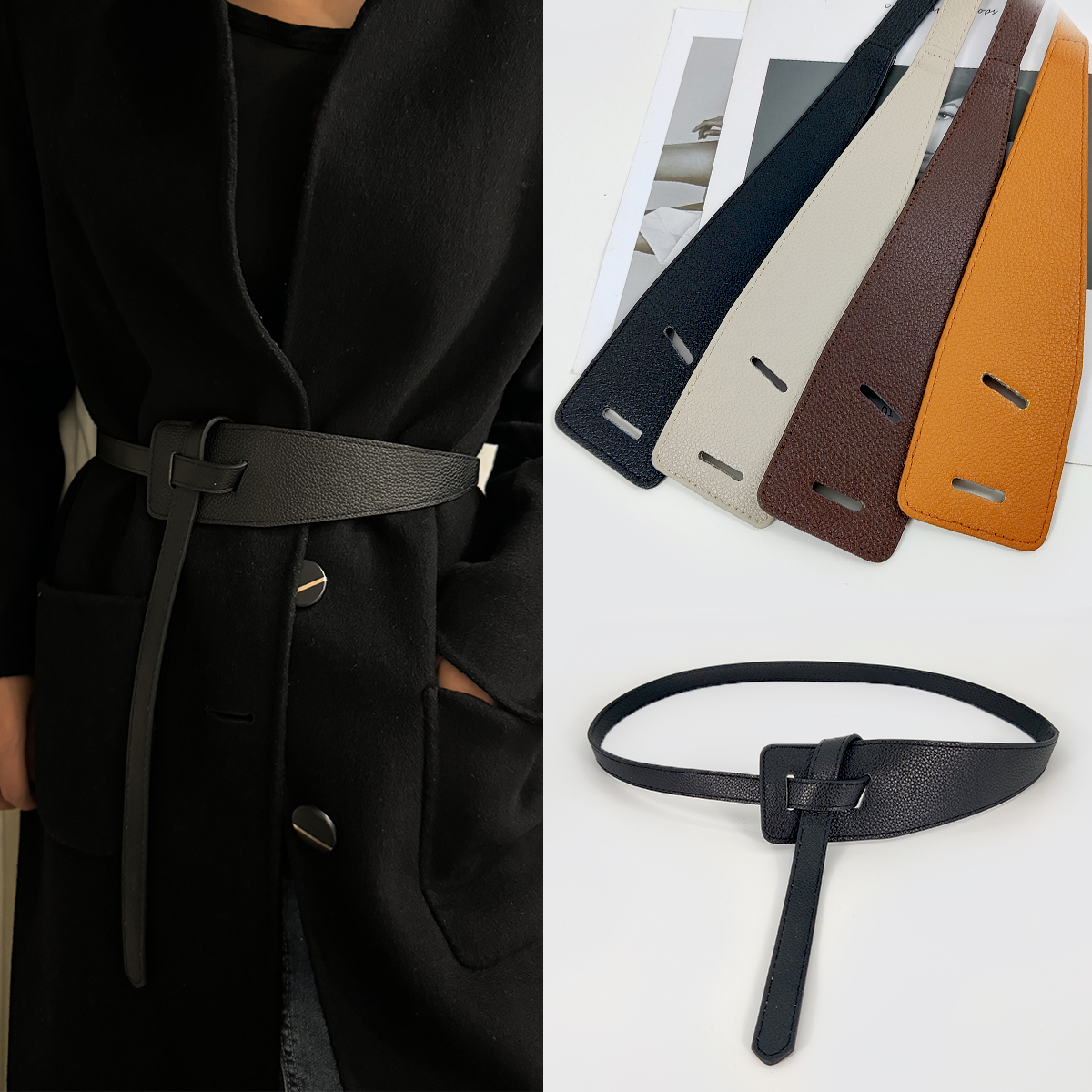 Belter for kvinner knute mykt pu-skinn langt linning bredt midjebelte for kvinner korsettbelte magebånd