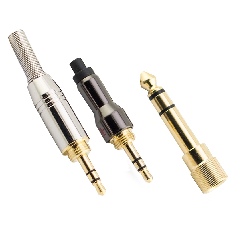 Gold-plated 3.5mm headphone threaded welding head 6.35mm to 3.5 conversion plug repair headphone plug