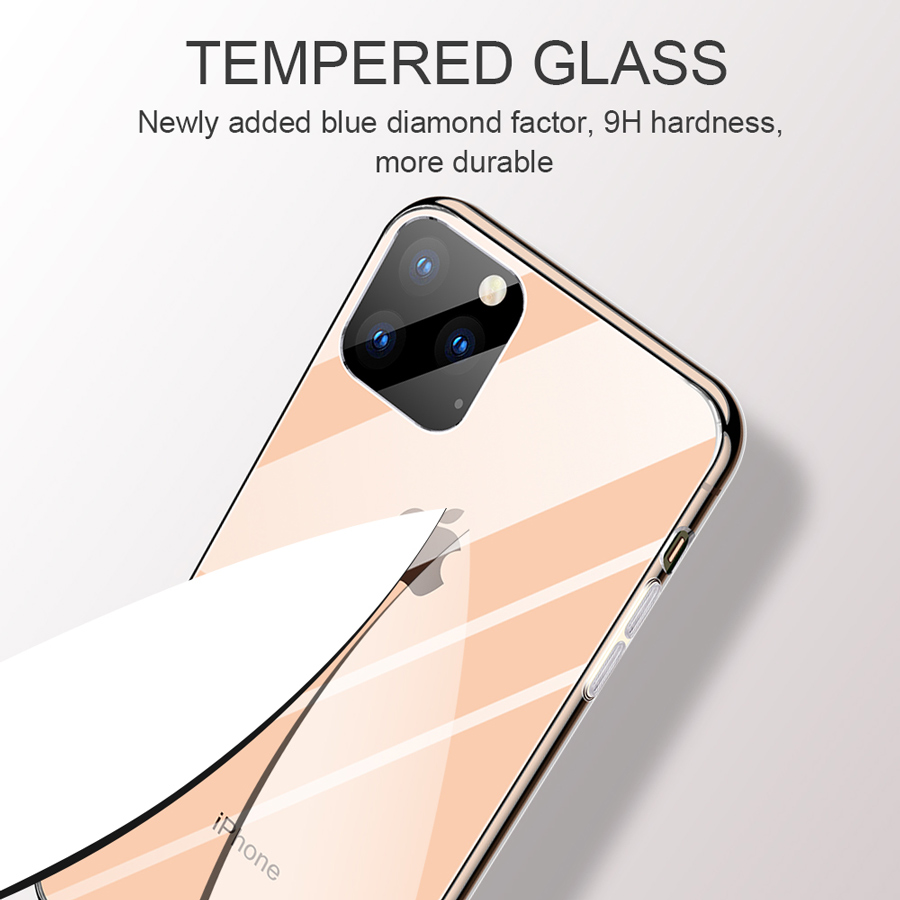 IQD Glas Case voor iphone 11 Pro Max Cover Transparant Beschermende voor iphone Xr Xs Max Telefoon Gevallen TPU Bumper glas Terug Clear