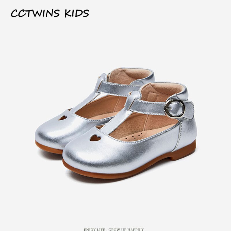 Cctwins børnesko forår børn guld festsko baby prinsesse flade piger mærke mary jane småbørn  gm2668: Sølv / 9.5