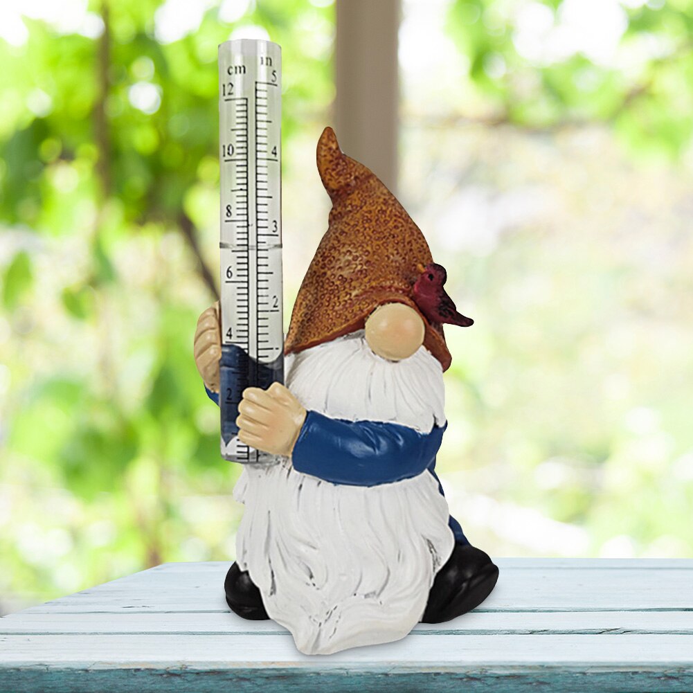 Sculpture Dwarf Rain Gauge Statue Garden Decor Garden Dwarfs Statue Sculptures Yard Ornaments Water Gauge