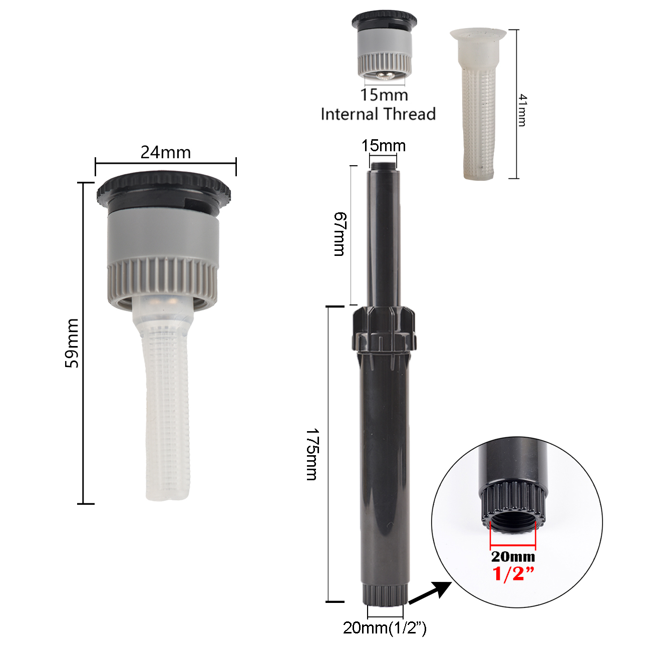 5Pcs Pop-up Sprinkler Ersatz Streudüsen 0 ~ 360 Grad Einstellbar Garten Park Bauernhof Gras Rasen Bewässerung Werkzeug