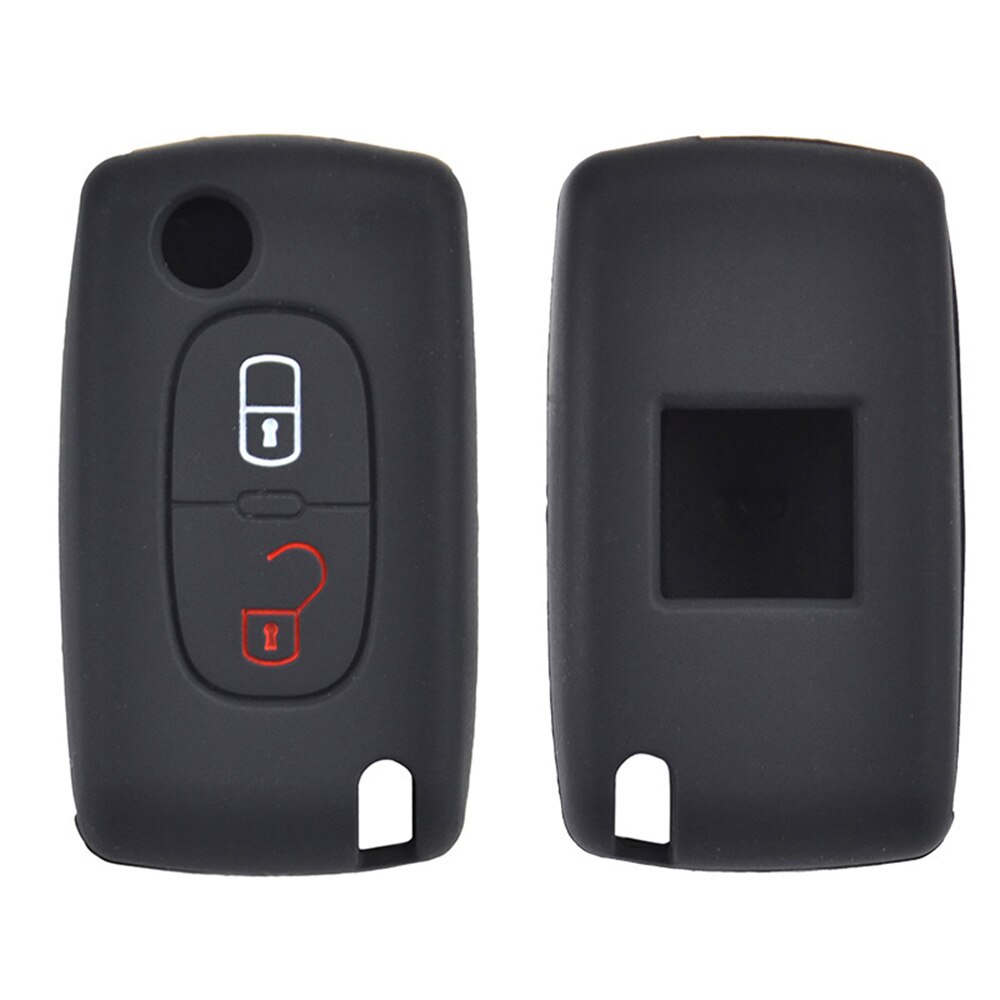 Tilbehør 2- knaps nøgledæksel passer til peugeot 307 308 406 407 408 107 206 207 607 fjernbetjeningsholder etui fob shell kædering