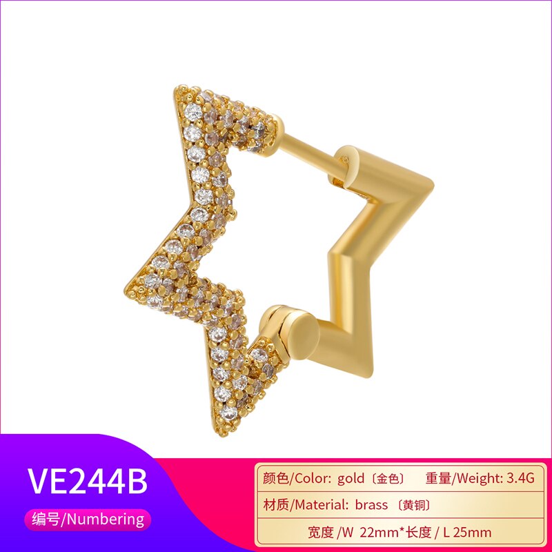 ZHUKOU tendance 1 pièce or/argent couleur boucle d'oreille cerceau pour les femmes CZ cristal boucles d'oreilles modèle de bijoux de : VE224