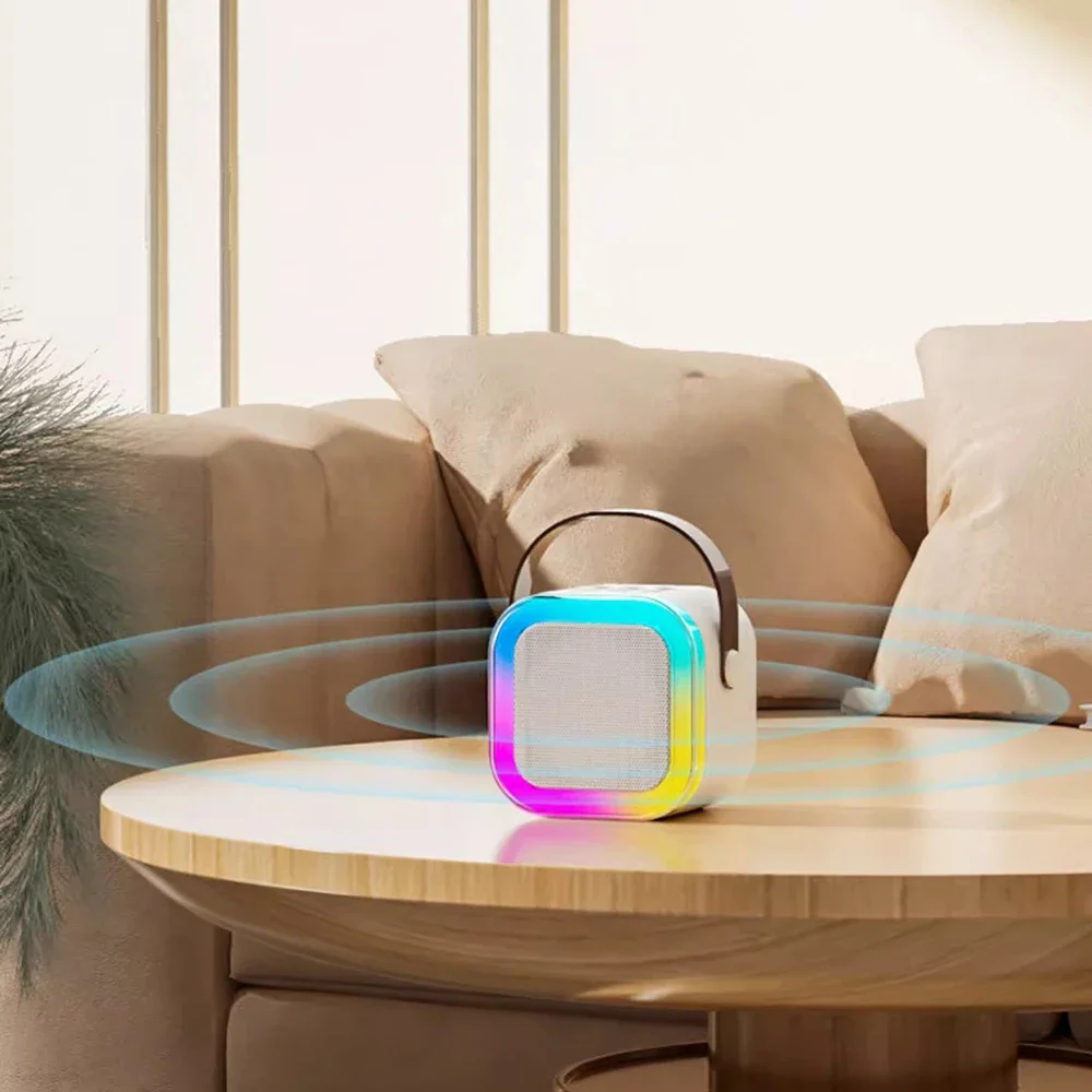 RGB K12 Wireless Bluetooth Speaker With 2 Microphone Multifunction Portable Music Player Karaoke Machine for Child Home