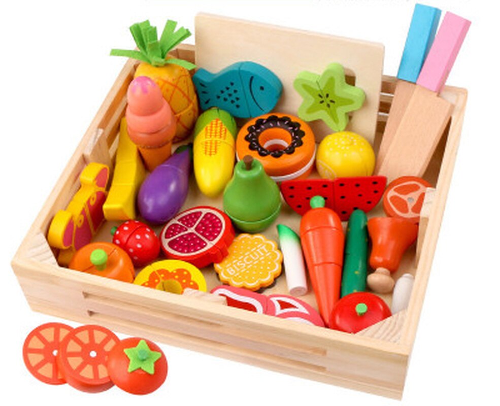 15 arten Holz simulation küche ei serie cut obst und gemüse dessert kinder pädagogisches spielen haus spielzeug
