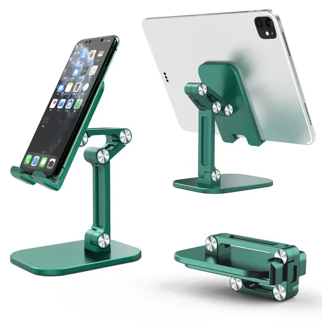 Desk Mobile Phone Holder Stand For IPhone IPad Xiaomi Adjustable Foldable Desktop Tablet Holder Universal Table Cell Phone Stand: green