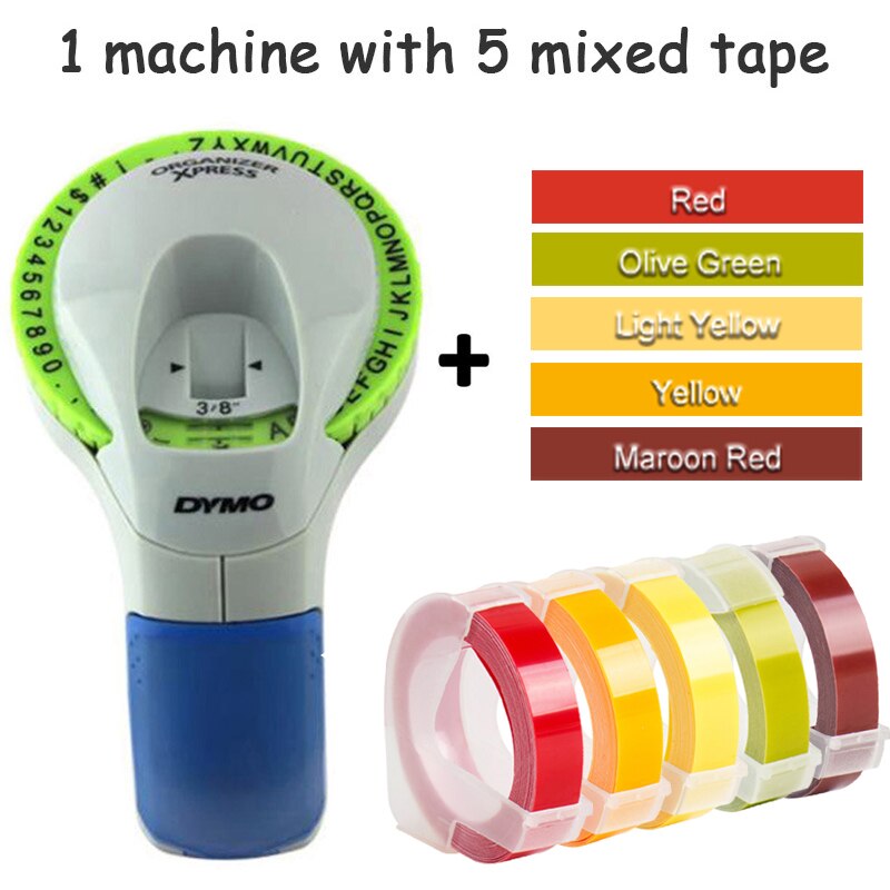 Combination of Machine and Ribbon Dymo 12965 Manual Label Maker Diy Embossing Label Printers for 9mm 3D Embossing Label Tapes: 12965 -K