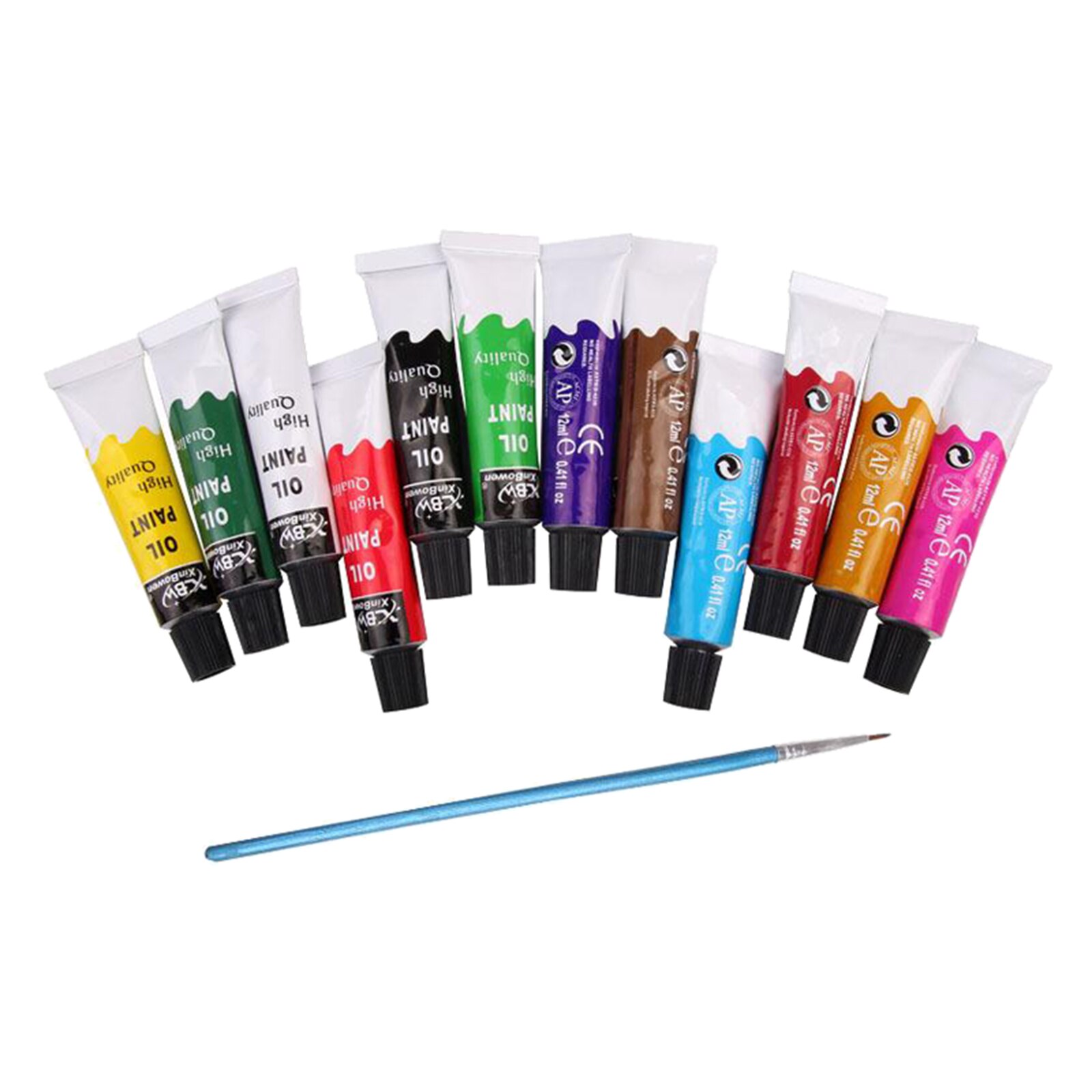 12ml Oil Paints Tubes Set Artists Paint Pigment Vivid Canvas Portrait Brush
