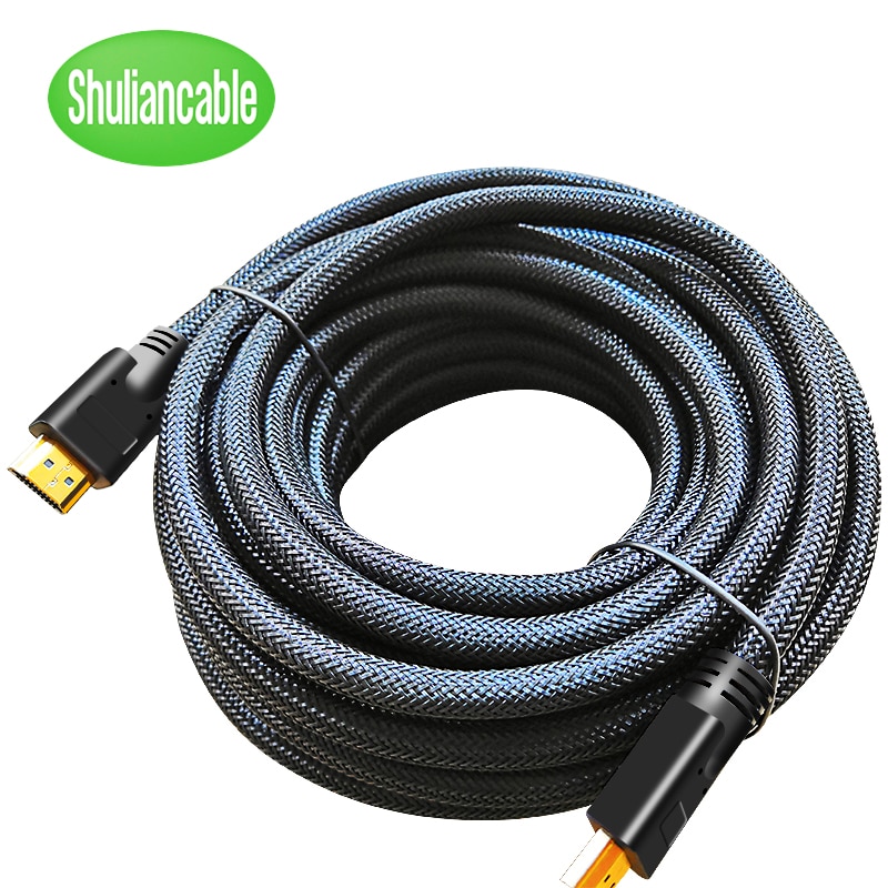 Shuliancable Long HDMI-compatible Cable Nylon Braid Cable 1080P 3D gold plated Cable High speed for HD TV XBOX PS3