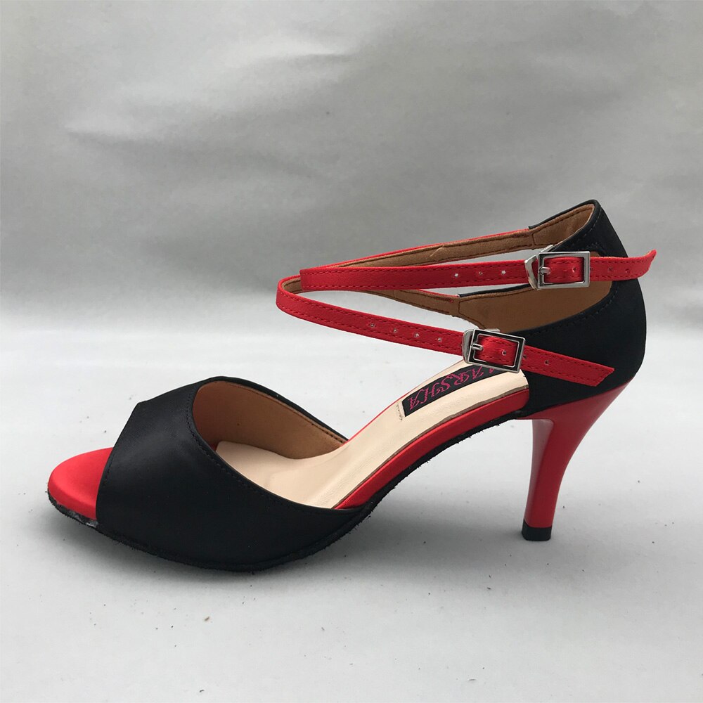 Latinske dansesko kvinder salsa sko øve sko behagelige sko  ms6257br 7.5cm hæl høj hæl lav hæl