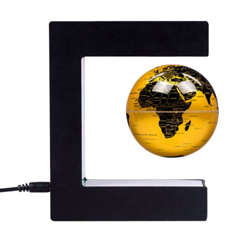 Floating Globe Globe World Map Magnetic Levitation Globes C-Frame Golden LED English for Kids US Plug: Default Title