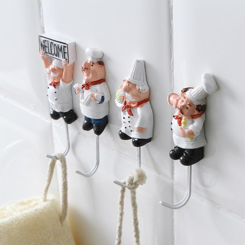 Rvs Haak Cartoon Koken Chef Leuke Haak Keuken Badkamer Handdoek Muur Haak Decoratie Plakken Opbergrek