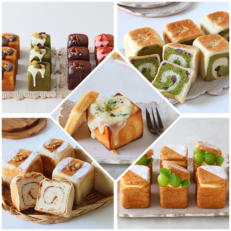 Mini molde para pasteles de acero al carbono con 6 cavidades, forma cuadrada, pan tostado con tapa, libra, pastel, Madeleine, muffins, postre, herramientas para hornear