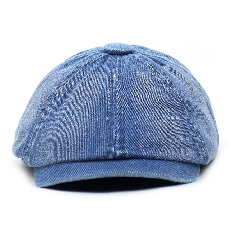 Casquette de livreur de journaux en Denim bleu, chapeau à huit panneaux en coton pour hommes et femmes, casquettes de garçon de boulanger, rétro