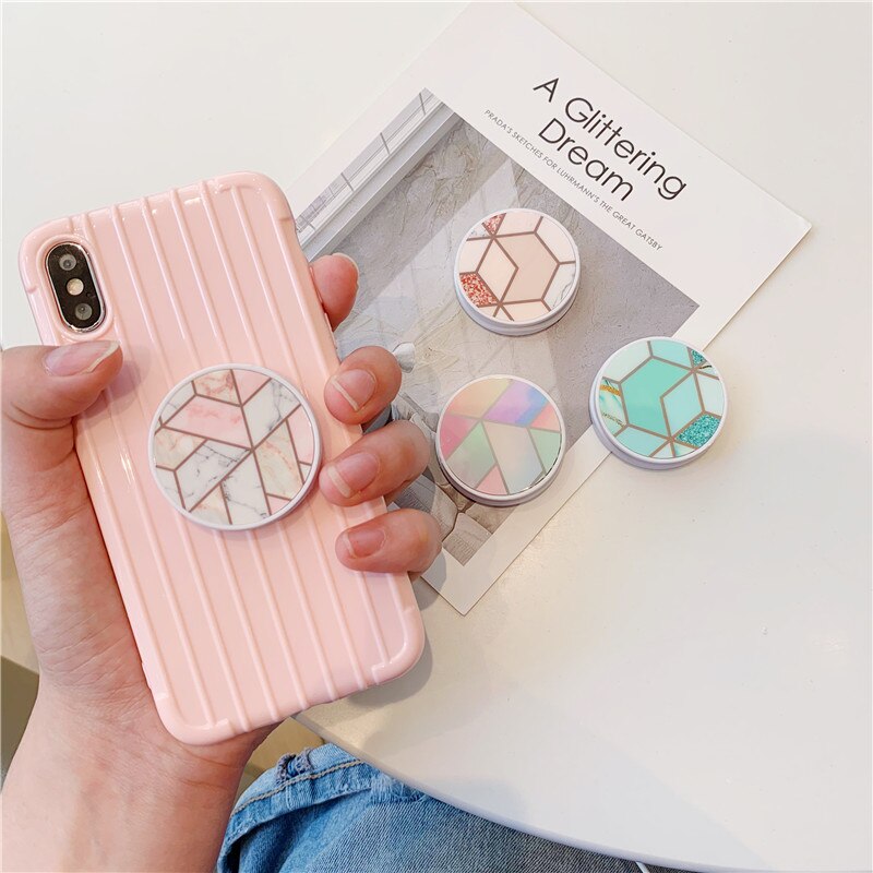 Abstracte Marmer Opvouwbare Stand Houder Voor Mobiele Telefoon Voor iphone XS Max Pad Voor Huawei Voor Samsung Leuke Grip Krimp beugel