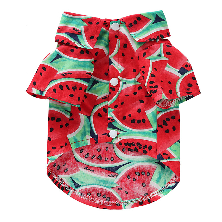 Chemises imprimées de fruits pour animaux de compagnie, T-shirt pour chien, Manteau fin, Veste pour chiot, Vêtements pour chat, Tenues pour petits chiens, Tenues de Schnauzer: Rouge / S