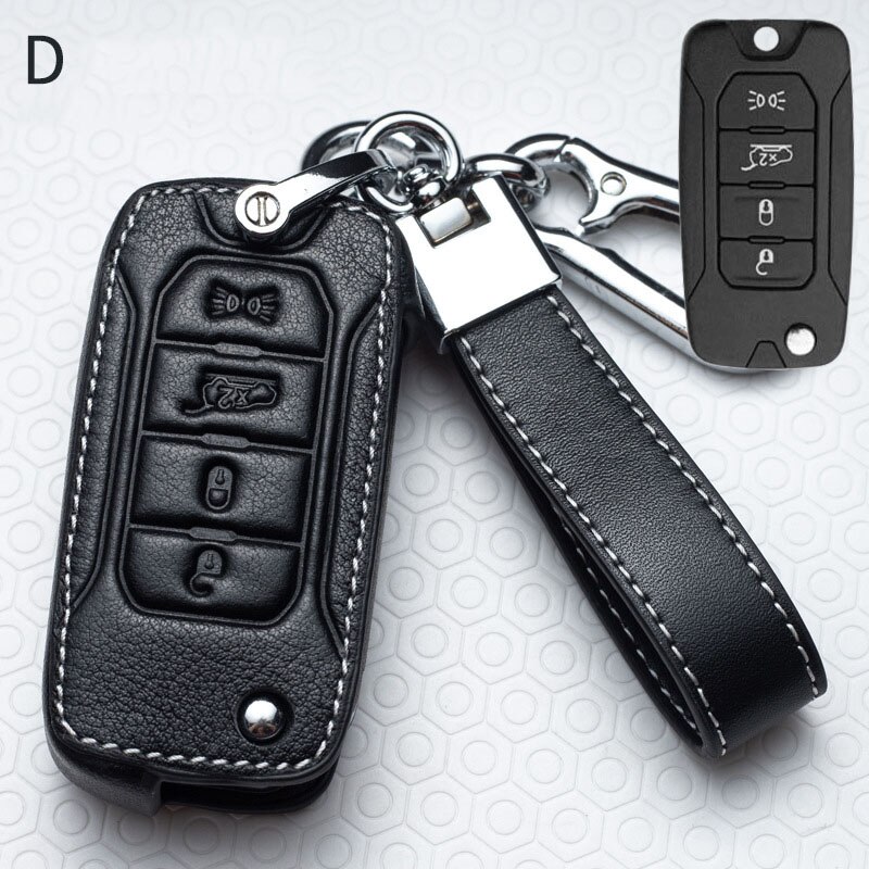 Leather Car Key Case for Car for Jeep Renegade flip folding Key Holder Covers Ring Key Cover