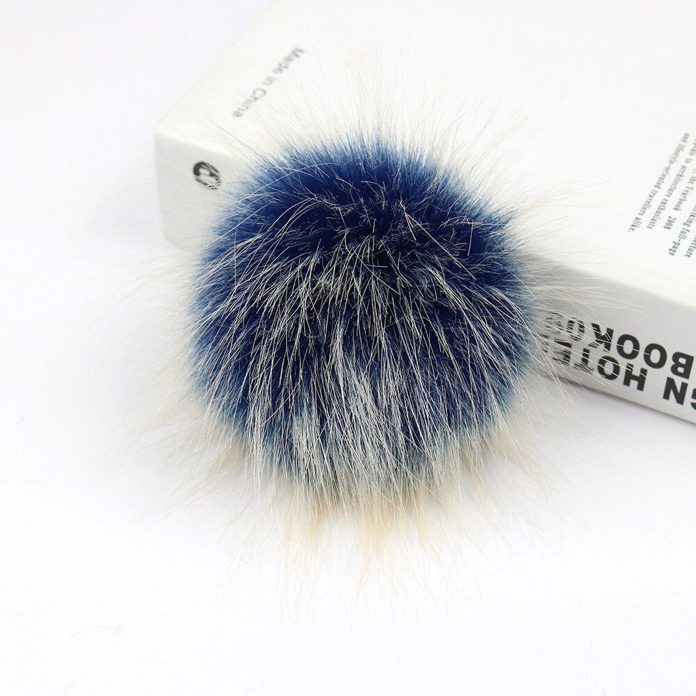 DIY Women Faux Raccoon Fur Pom Poms Ball for Knitting Beanie Hats Accessories Soft Hat Decoration with Buckle Hairball