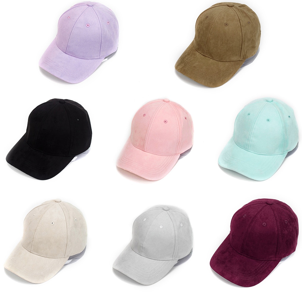 Verstelbare Unisex Kunstmatige Suede Baseball Cap Hoed Gebogen Rand Hoed Effen Kleur Voor Vrouwen/Man