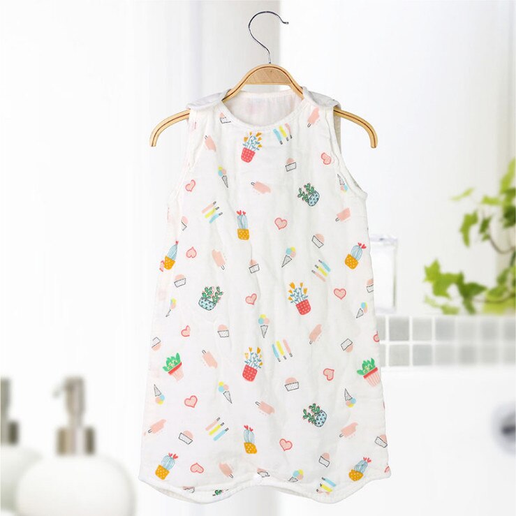 Wasoyoli Babyslaapzak 6 Lagen Mousseline Katoen 0-6 Jaar Mouwloze Peuter Baby Meisjes Jongens Deken Sleepers beddengoed: Flower / 12m