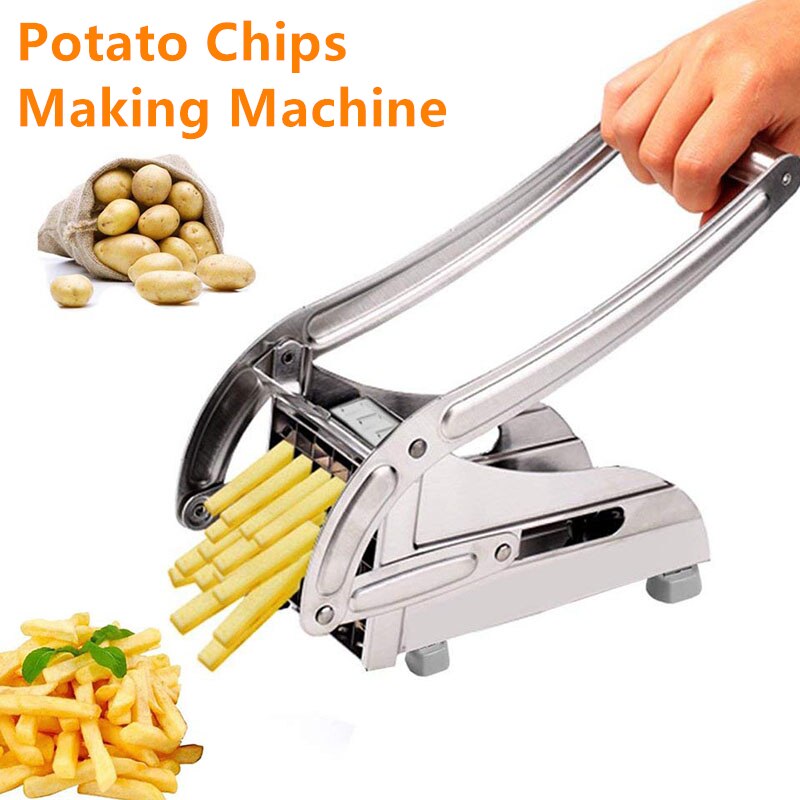 Keuken Fry Cutter Potato Chipper 2 Blades Cutter Rvs Thuis Frieten Chips Slicer Cutter Chopper Gereedschap