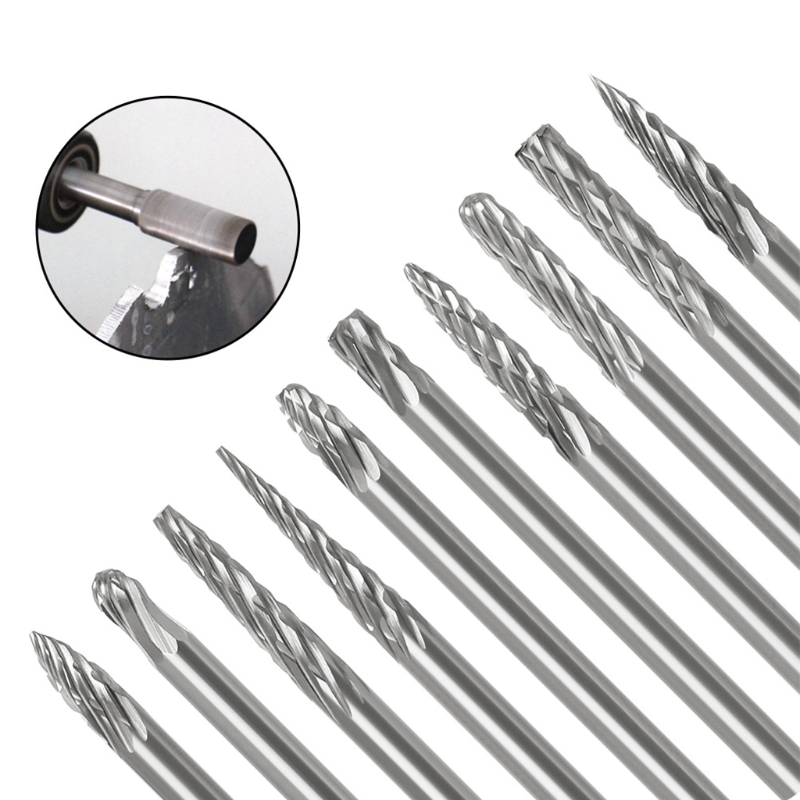 Carbide Burr Set 10 Pcs Double Cut Solid Carbide Rotary Burrs Engraving Tools