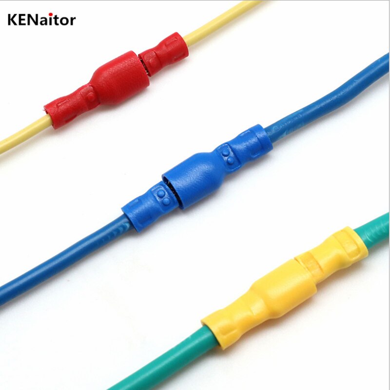 100 PCS Red Female Nylon Disconnect Spade Terminal, 22-16 Gauge, Fully-Insulated Crimp Connector For Marine & Automotive Use - 0.25" Tin Plated Brass Receptacle