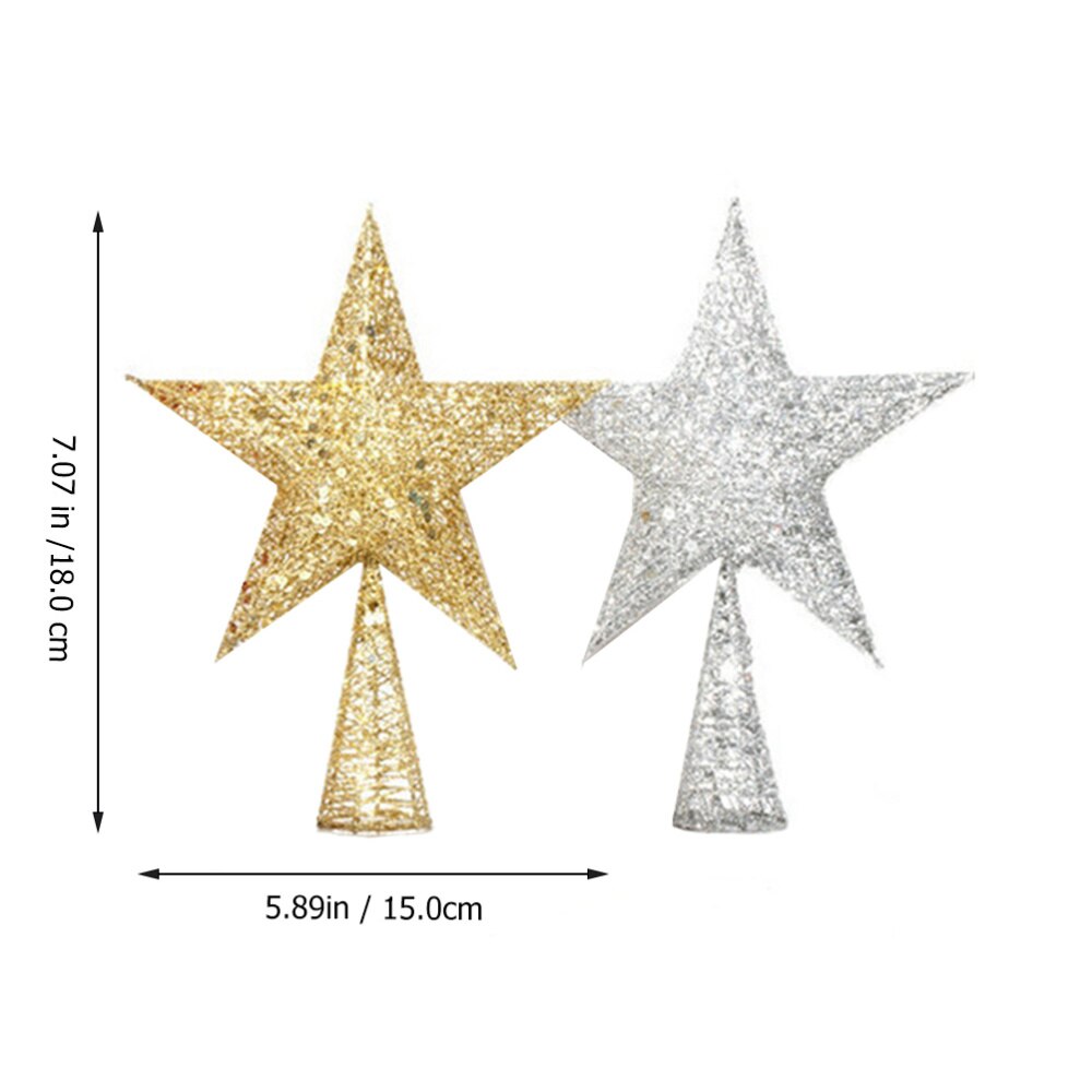 2 Stuks Kerst Aantrekkelijke Creatieve Unieke Party Prop Iron Art Ornament Boom Top Ster Voor Thuis Hotel