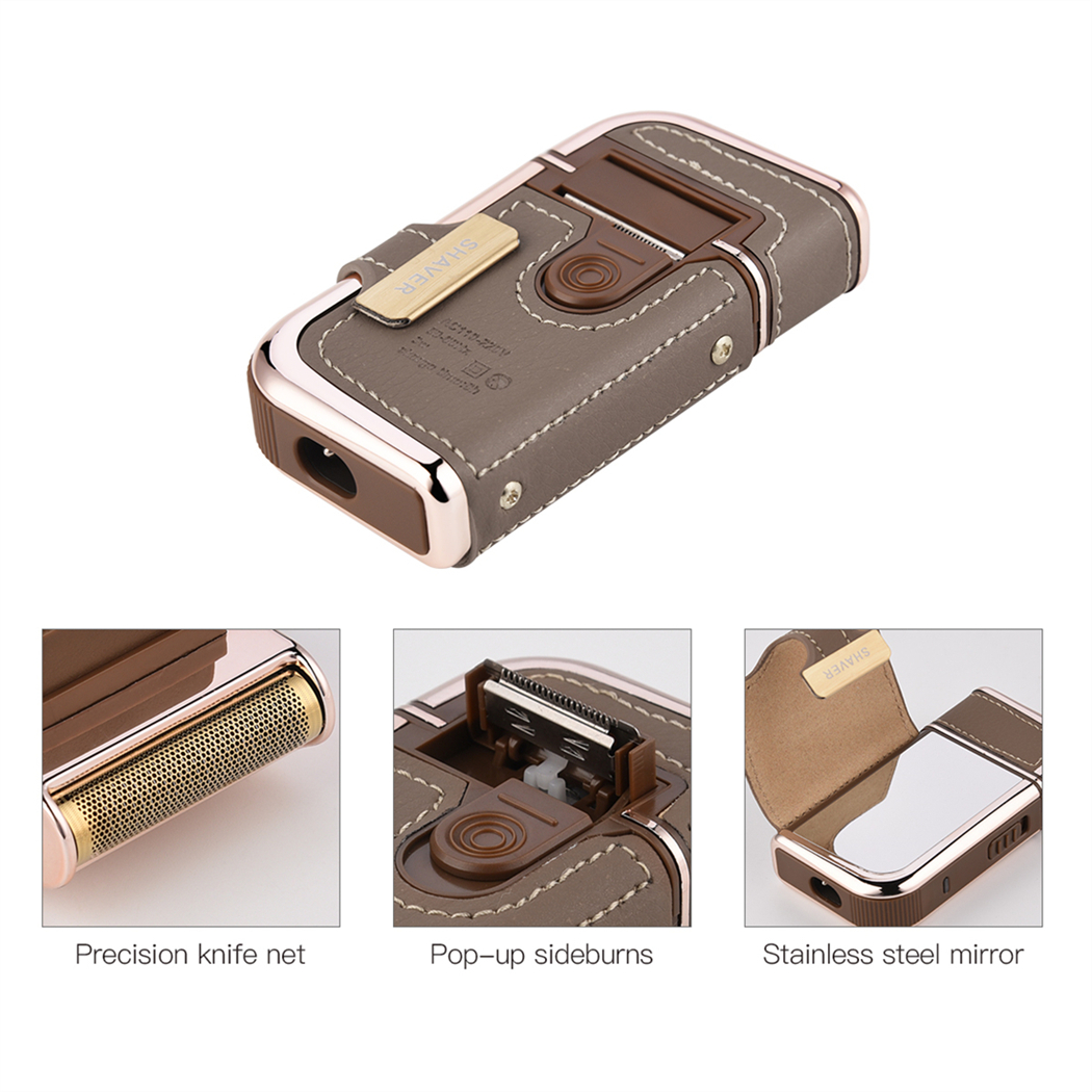 Professioneel herenscheerapparaat Draadloze baardtrimmer Oplaadbaar scheerapparaat Mini lederen draagbare elektrische scheermachine