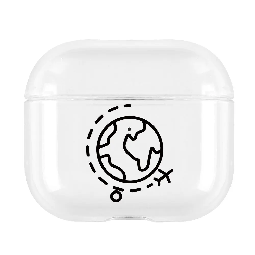 Bonito mapa de viagem do mundo caso de fones de ouvido para apple airpods 4 4th 3rd 3 2 2nd 1 escudo airpods pro macio transparente fone de ouvido capa: XL / Cinza escuro