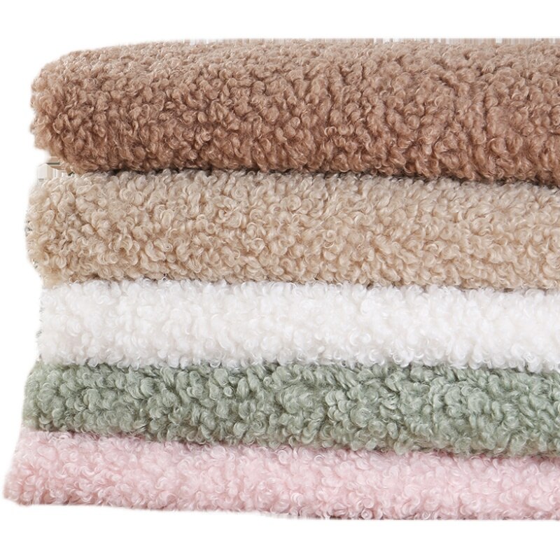 Soft and large-grained sheep curly wool thickened looped wool and lamb wool garment handmade Faux plush fabric for clothes