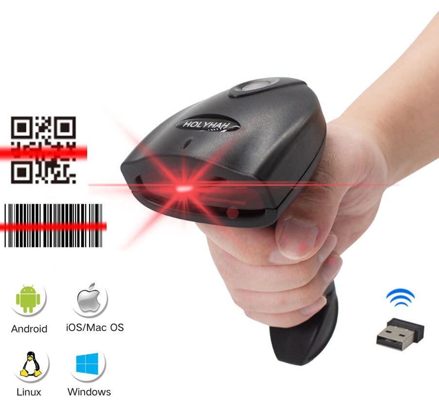 Holyhah 1D&amp;2D Handheld Barcode Bar Code Scanner Reader QR PDF417 Bluetooth 2.4G Wireless &amp;Wired For Mobile Phone Android iOS