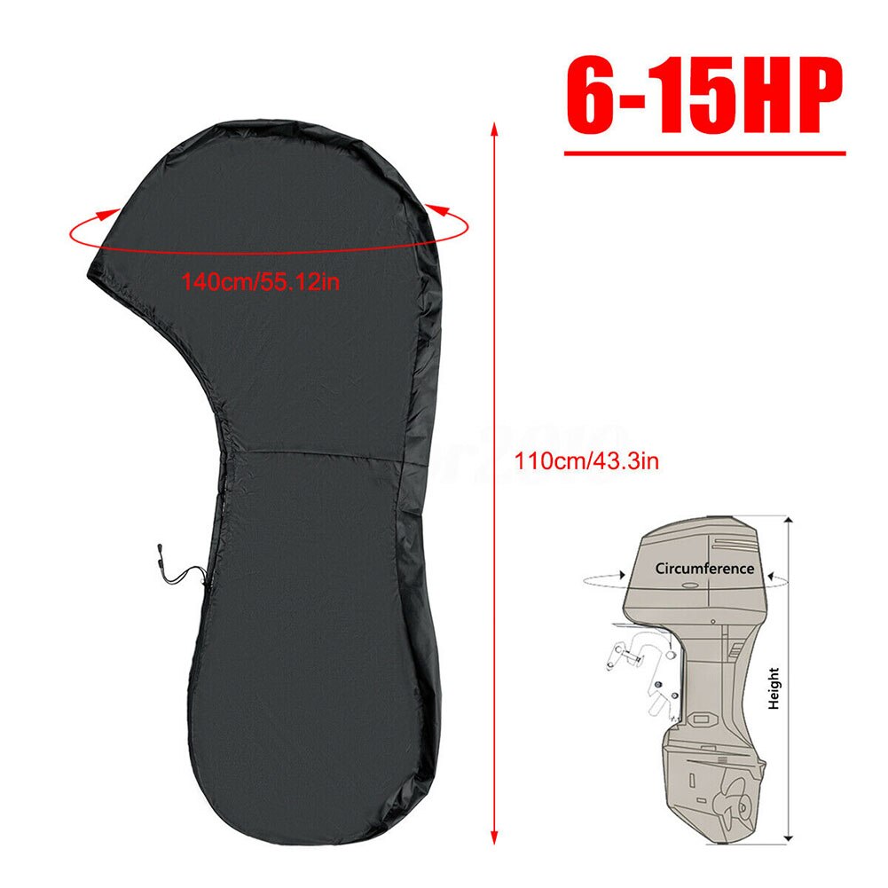 Waterproof Accessories Anti Scratch Engine Protector Black Oxford Cloth Outboard Boat Dustproof Durable Outdoor Full Motor Cover: 6-15HP