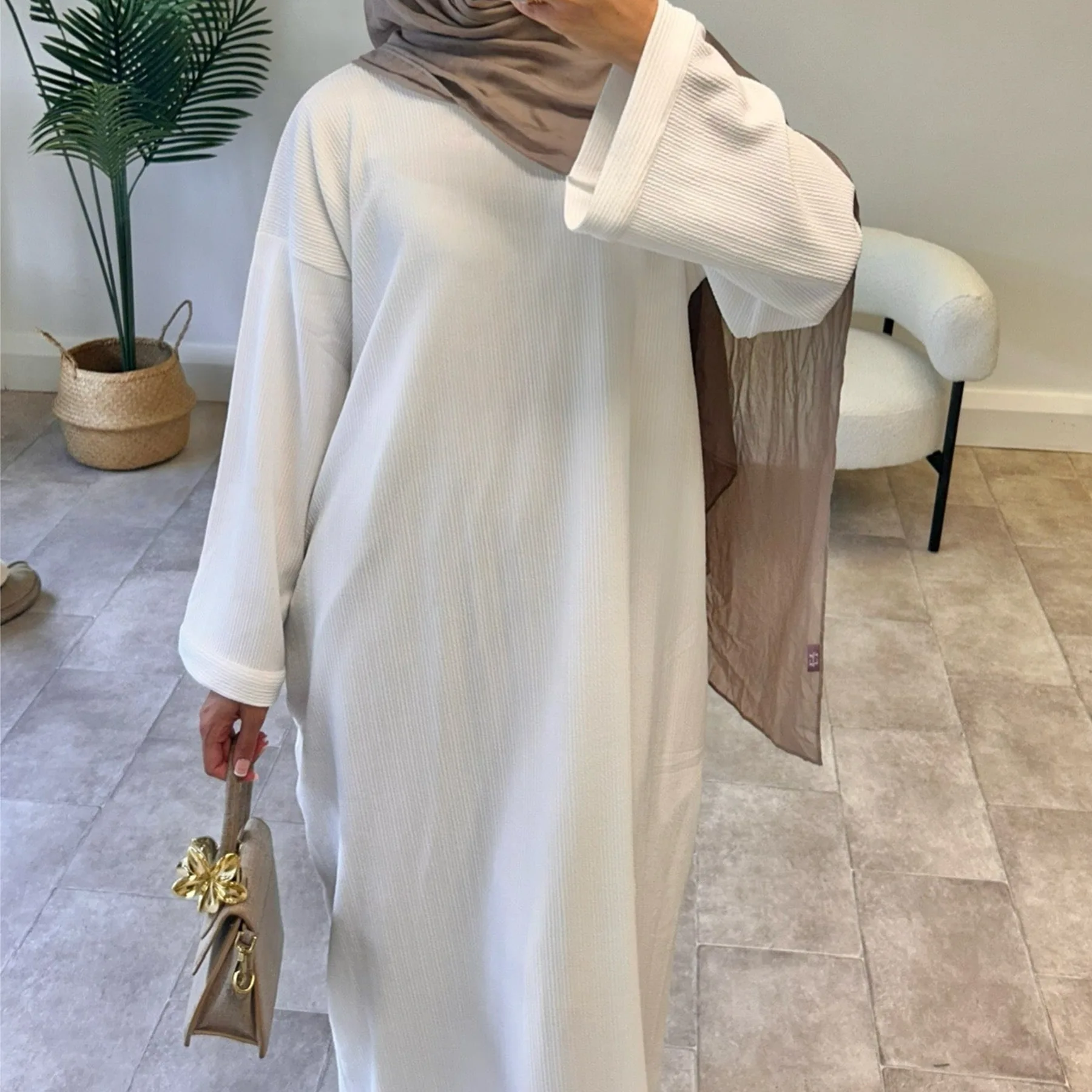 Robe Abaya en velours côtelé arabe pour femmes Ramadan dubaï femmes manteau musulman modeste hiver Islam vêtements nouvelle Robe solide turquie