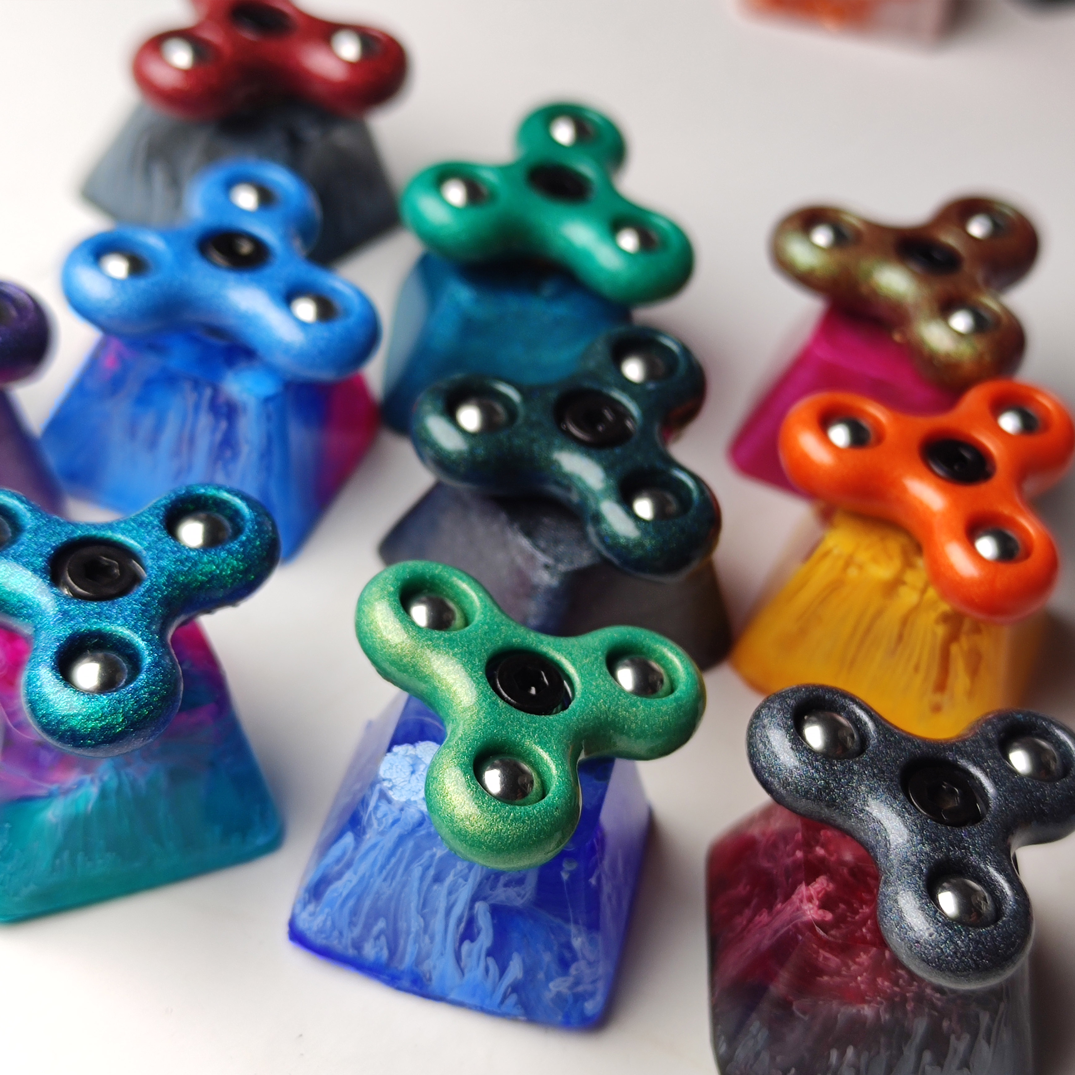 Keycap Personality Fidget Spinner Resin Keycap For Cherry Mx Switch Mechanical Gaming Keyboard Blue Black Keycaps 1pc