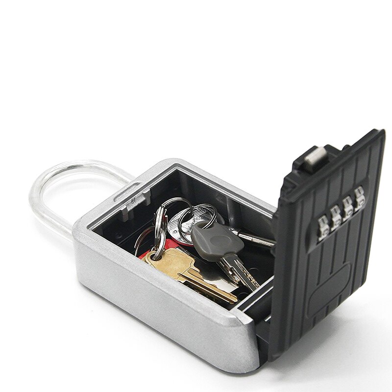 Bærbar nøgle låsekasse sikker nøgleholder holdbart aluminiumslegeringsmateriale med 4- cifret kombination vandtæt ejendoms låsekasse