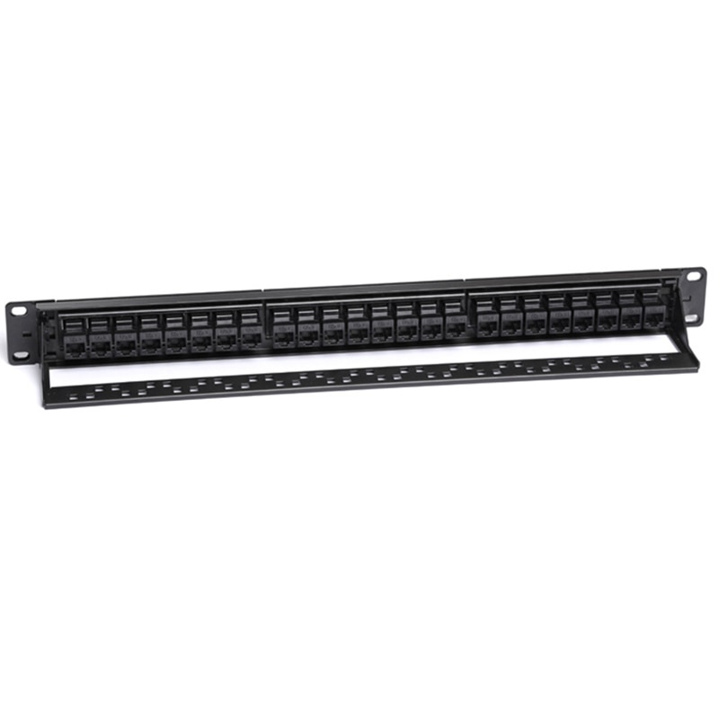 1U Kast Rack Type Straight Through 24-Poort CAT6 Patch Panel RJ45 Kabel Adapter Ladder Jack Modulaire Module: Default Title