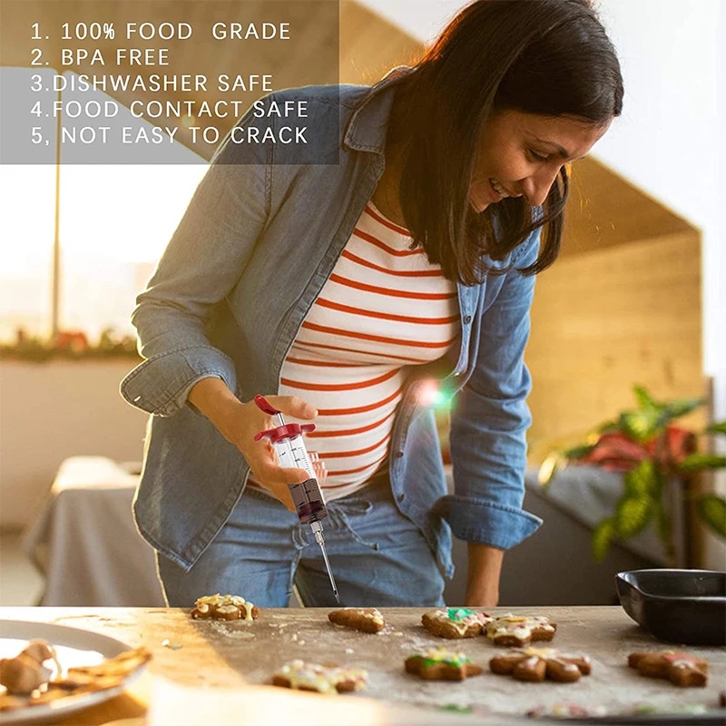 Vlees Injector Spuit Met 3 Marinade Injector Naalden voor BBQ Grill Turkije Injector Kit Marinade Smaak Injector