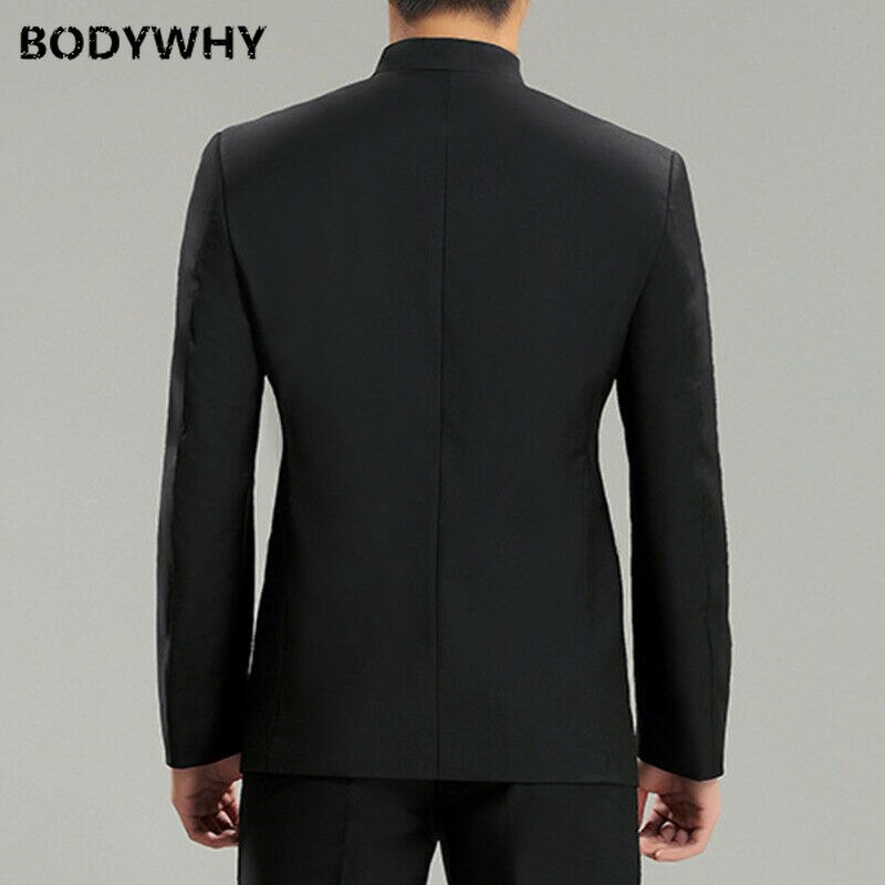 Herre svart dress jakke stå krage kinesisk formell kjole tradisjonell tang jakke nyhet stil blazer polyester
