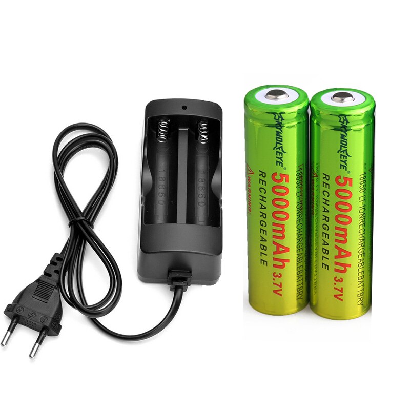 Chargeur de batterie intelligent ca/USB, batterie li-on rechargeable rapide + 2x batterie 5000mah/ 5800mah 18650 pour lampe frontale: AC Charger 5000mah