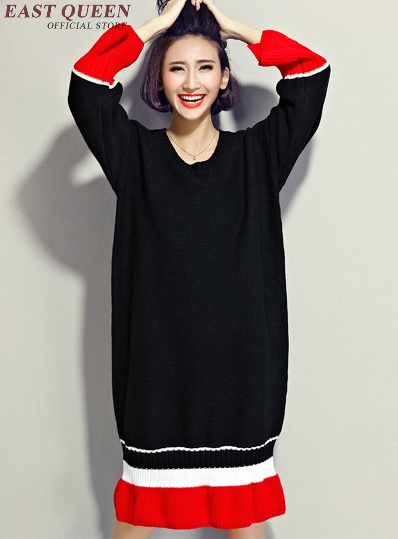 Women winter sweater dress female Autumn winter dress long knitted sweater dress KK1760 H: 1